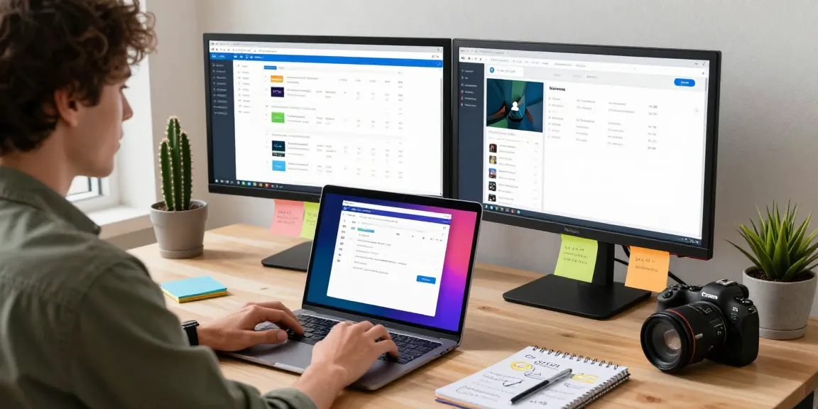 Using the Telegram Web Version on a laptop with analytics dashboard in a creative workspace